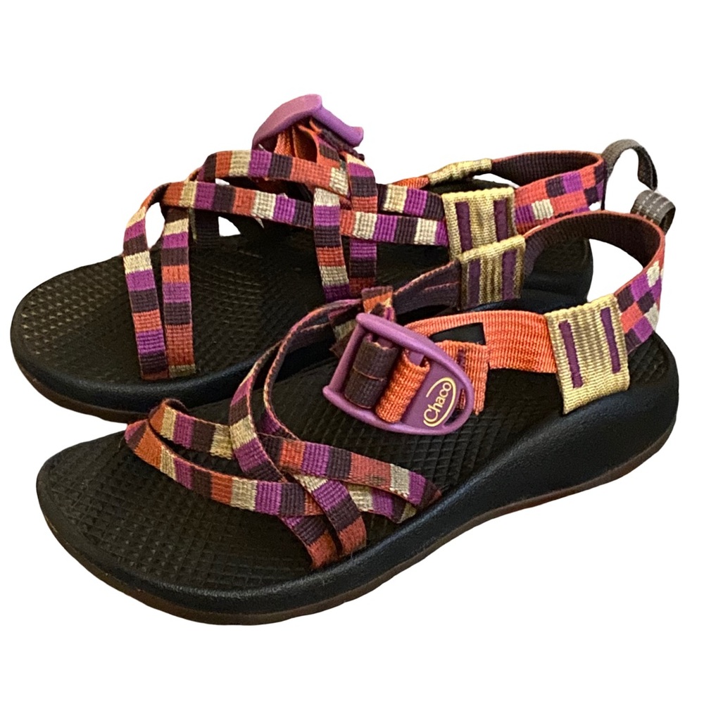 Chaco kids’ ZX/1 EcoTread outdoor washable hiking sandals in pixel line size 13